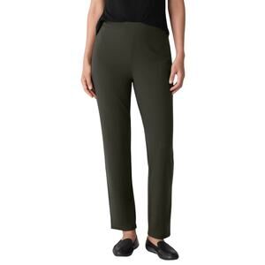 Eileen Fisher Washable Stretch Slim Ankle Pull On Olive Green Pants Size Small P